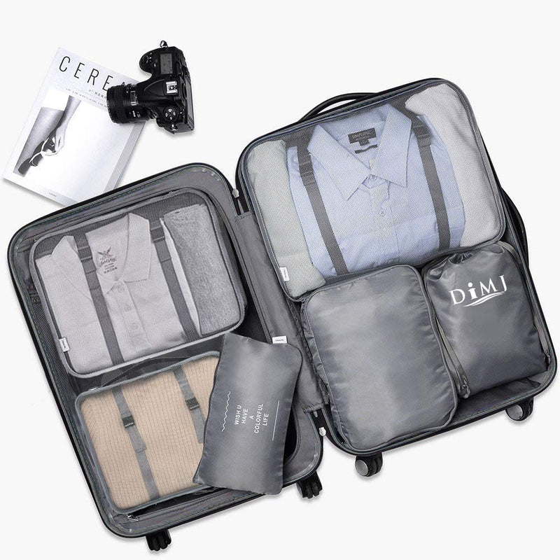 [Australia] - DIMJ 8 Pack Packing Cubes for Suitcase, Travel Luggage Organiser Set, Suitcase Organiser Bags for Clothes, Shoes, Cosmetics, Toiletries (8 Pack, Grey) 