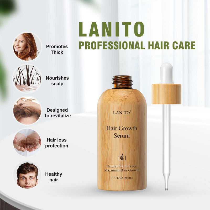 [Australia] - LANITO Hair Growth Serum with Radix Polygonum Multiflorum Root Extract for Hair Thinning, Hair Fall & Healthy, Scalp Hair Thickening Products for Woman Man 50 ML 1.69OZ 
