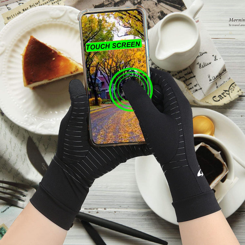 [Australia] - 2 Pairs Full Finger Copper Compression Arthritis Gloves for Men Women with Touchscreen Tips for Carpal Tunnel,Typing,Support (Medium) Medium 