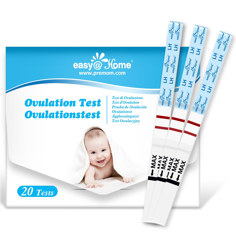 [Australia] - Ovulation Fertility Test Predictor Kit: Easy@Home 20 LH Strips Accurate Fertility Test for Women Ovulation - Powered by Premom Ovulation Tracker App 20LH 