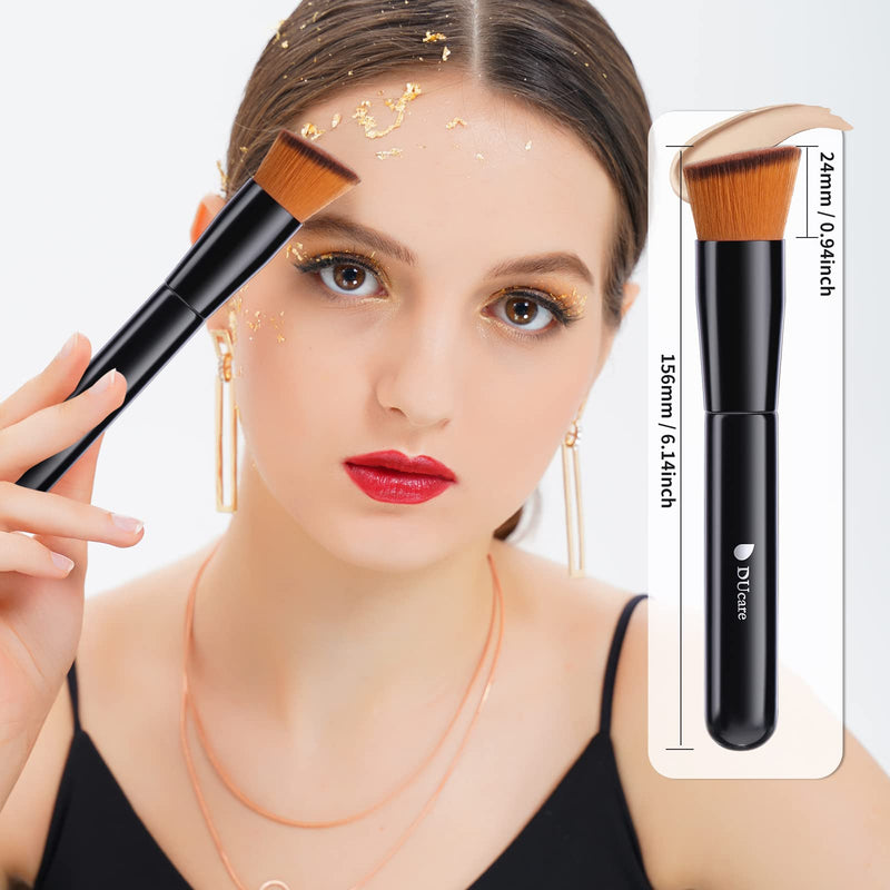 [Australia] - DUcare 2Pcs Foundation Brush and Concealer Brush Professional Flat Top Kabuki Brush for Face Synthetic Liquid Blending Mineral Powder Makeup Tools 