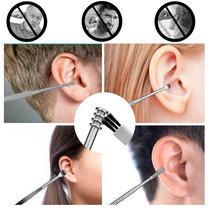 [Australia] - Ear Pick Ear Curette Earwax Pick Removal Tool Kit 8 Pcs, Stainless Steel Ear Hygiene Care Sets with Storage Box 