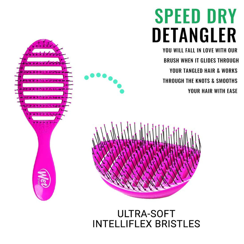 [Australia] - Wet Brush Speed Dry Detangler (Pink)- Ergonomic, Heat Flex Bristles, Blow Dry, Detangling Knots, Snag Anti-Static Brush for All Hair Type 