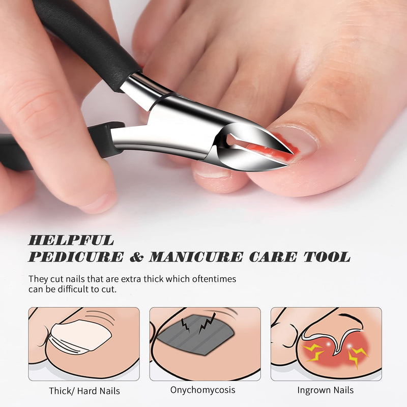 [Australia] - FVION Nail Clippers for Thick Nails or Ingrown Toenails, Thick Nail Clippers for Elderly, Precision Long Handled Toenail Clippers for Women & Men - Black 