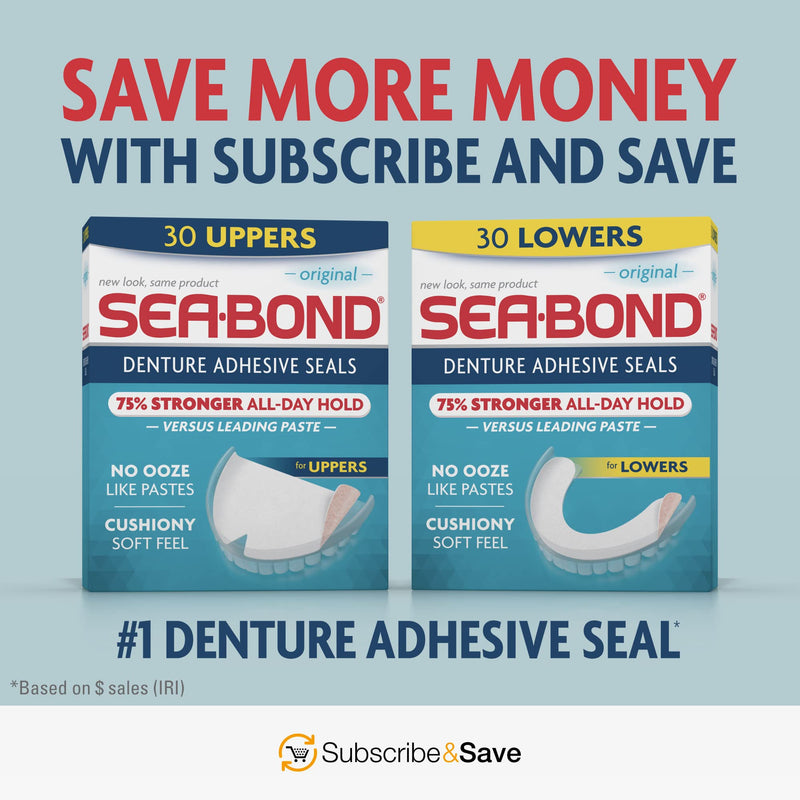 [Australia] - Sea Bond Secure Denture Adhesive Seals, Original Uppers, 30 Count 30 Count (Pack of 1) 