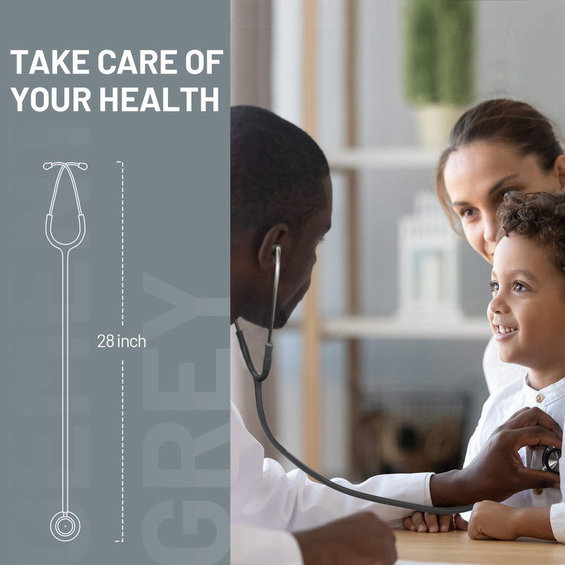 [Australia] - FriCARE Dual Head Stethoscope for Medical and Home, Classic Lightweight Design, Stethoscope for Adult, Gift for Nurses, Doctors, Medical Students, 28 inch (Cement Grey) Cement Grey 