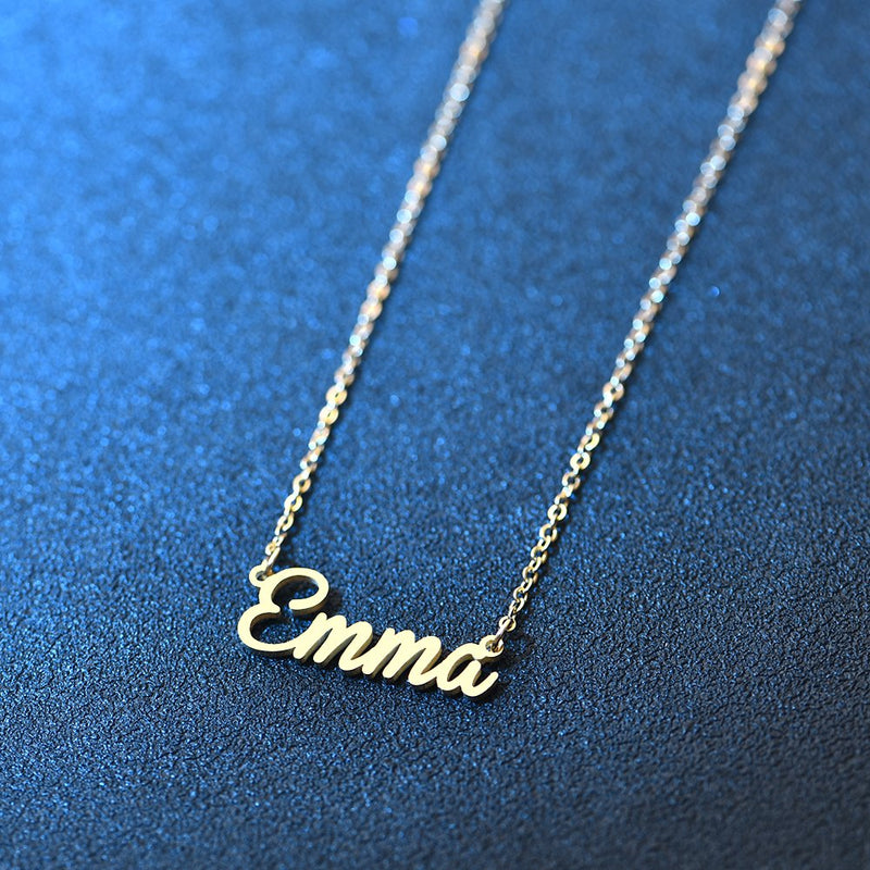[Australia] - Name Necklace Personalized,Name Necklace Cursive Font Made with Name Pendant 16" Adjustable Chain Emma 