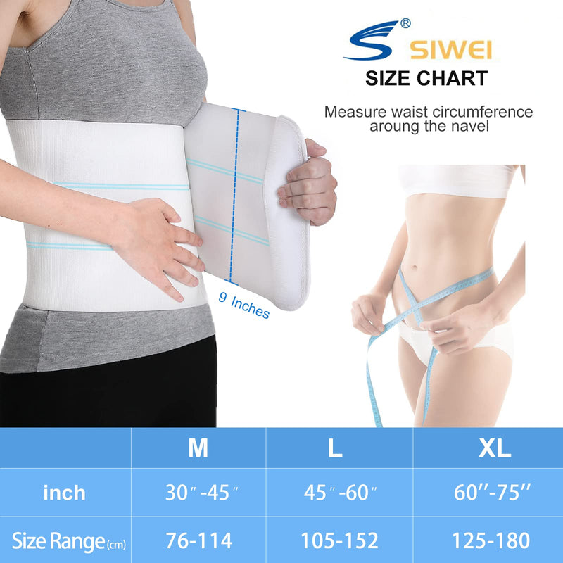 [Australia] - Abdominal Binder Post Surgery for Men and Women, Postpartum Tummy Tuck Belt Provides Slimming Bariatric Stomach Compression,High Elasticity, Breathable - (30" - 45") 3 PANEL - 9" 3 Panels 30"-45" WHITE 