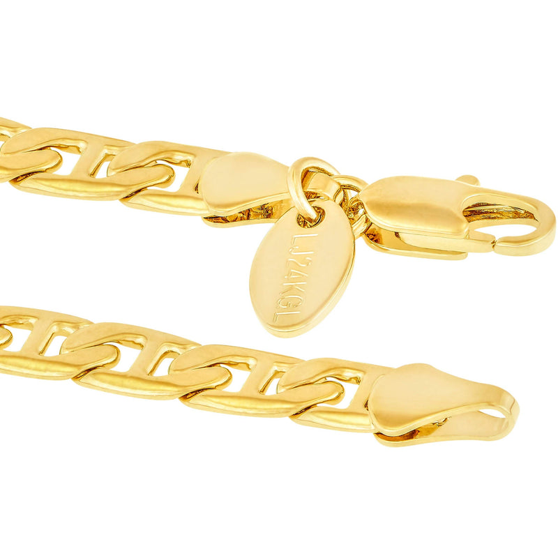 [Australia] - Lifetime Jewelry 5mm Mariner Link Anklet for Women & Girls 24k Gold Plated Bracelet 10.0 Inches 
