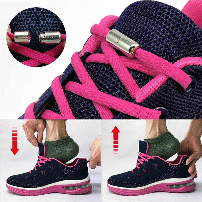 [Australia] - No Tie Shoe Laces Elastic Oval Half Round Athletic Shoelaces For Trainers Adults Kids Tieless Lock Shoelace One Size Beige 