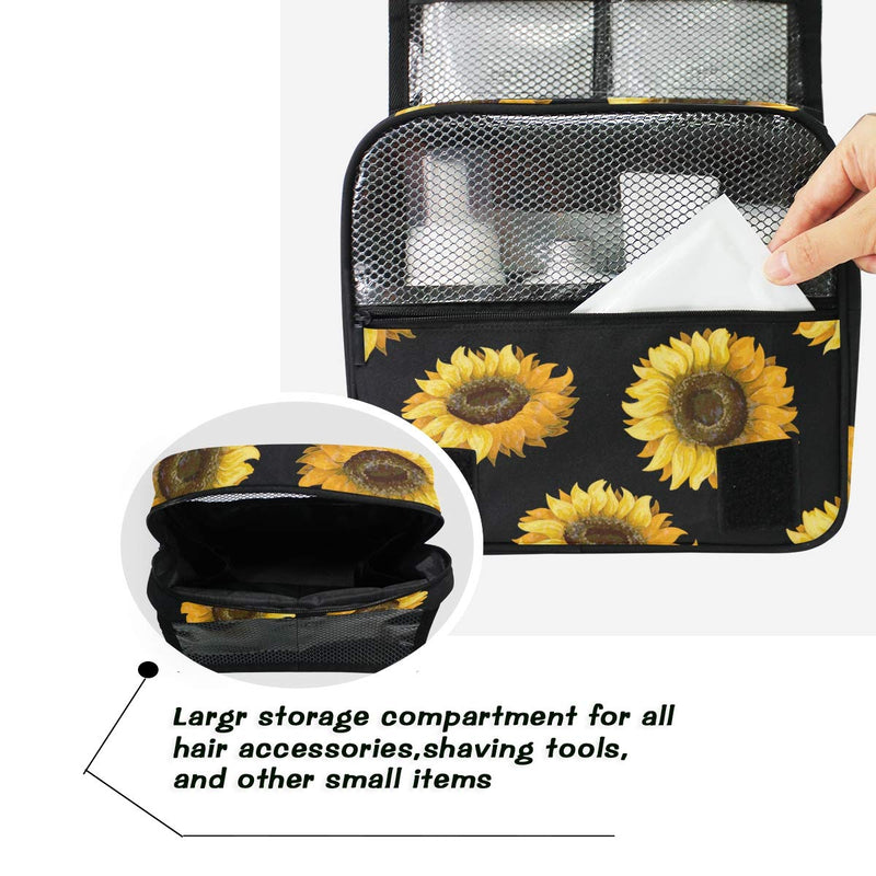 [Australia] - CUTEXL Cosmetic Bag Tropical Floral Flower Sunflower Pattern Large Hanging Wash Gargle Bag Portable Travel Toiletry Bag Makeup Case Organizer for Women Lady 