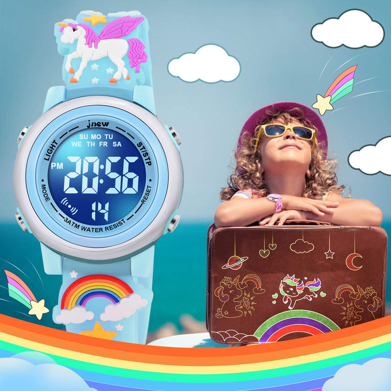 [Australia] - VAPCUFF 3D Cartoon Waterproof Watches for Girls with Alarm - Best Toys Gifts for Girls Age 3-10 Blue 