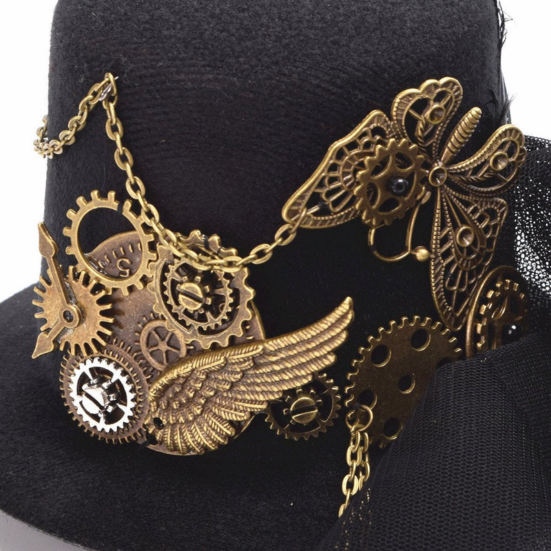 [Australia] - BLESSUME Victorian Steampunk Women Mini Top Hat Hair Clip Party Hat Dancing Cocktail Head Clip A 