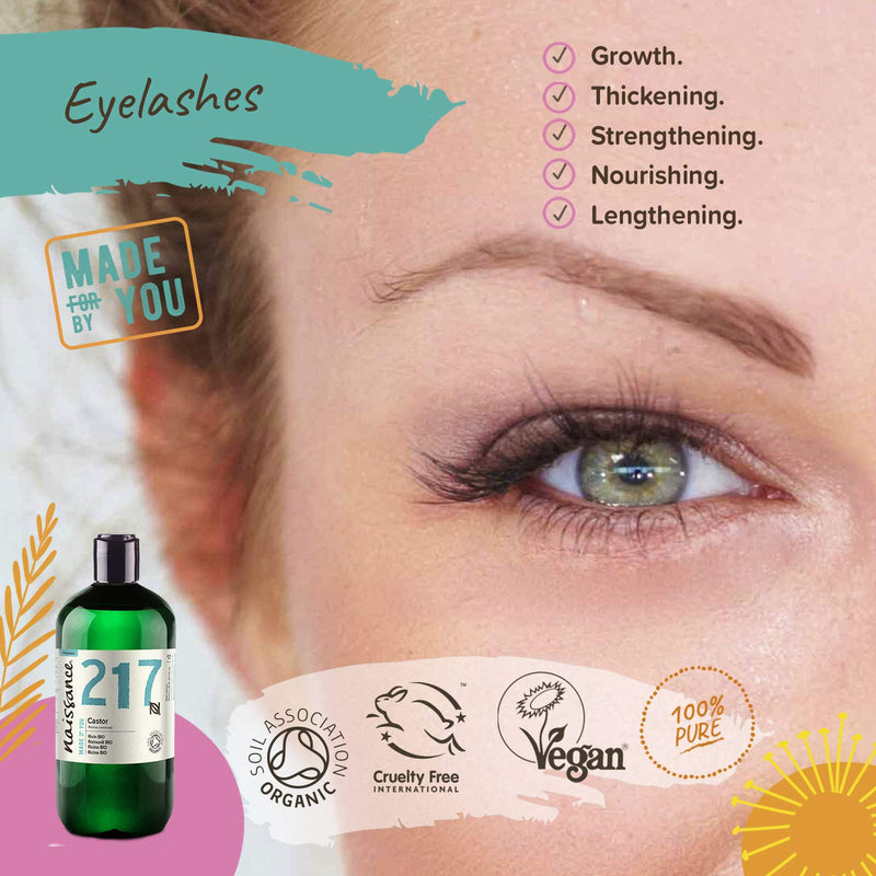[Australia] - Naissance Certified Organic Castor Oil (no. 217) 500ml ‚Äì 100% Pure, Cold Pressed , Unrefined ‚Äì For Eyelashes, Hair, Eyebrows, Beard Growth, Nails, Skin, Massage ‚Äì Natural, Vegan, Hexane Free, No GMO 