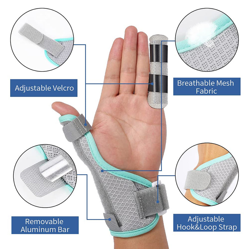 [Australia] - Simnoble Thumb Support Brace & 2 Pieces Finger Splint - Thumb Spica Splint - Thumb & Wrist Stabilizer Splint for BlackBerry Thumb, Pain Relief, Arthritis, Tendonitis, Sprained and Carpal Tunnel Supporting 