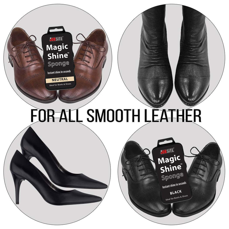 [Australia] - JOB SITE Instant Express Leather Boot & Shoe Shine Sponge - Black Black - 1 Pack 
