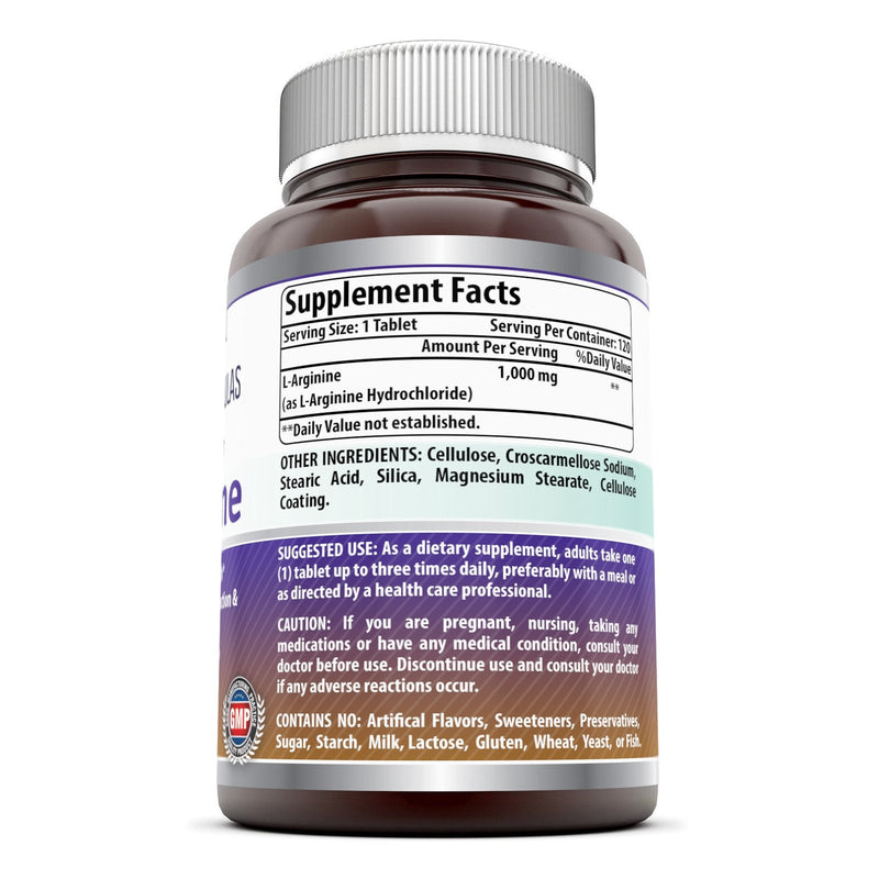 [Australia] - Amazing Nutrition L-Arginine 1000mg Supplement - Best Amino Acid Arginine HCL Supplements for Women & Man - Promotes Circulation and Supports Cardiovascular Health - Tablets (Non-GMO,Gluten Free) (120 Count) 120 Count (Pack of 1) 