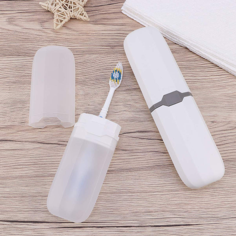 [Australia] - SUPVOX Portable Toothbrush Case Box Travel Capsule Oran Denture Care Container Travel Women Men 2pcs White and Clear Picture 2 
