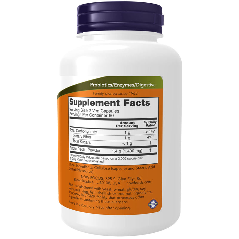 [Australia] - NOW Supplements, Apple Pectin 700 mg, Dietary Fiber, Intestinal Support*, 120 Veg Capsules 