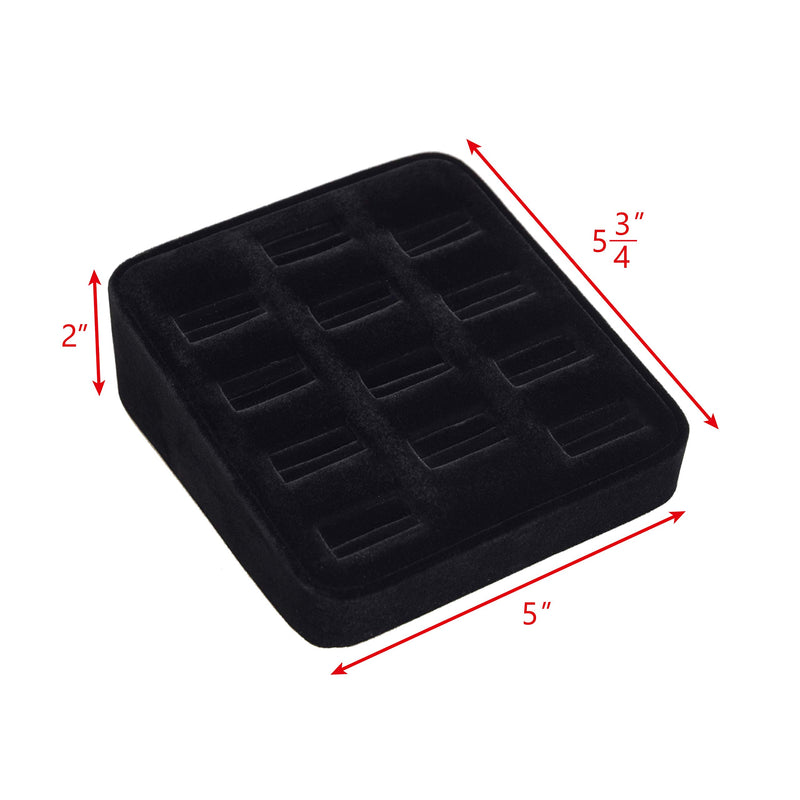 [Australia] - Mooca Black Velvet 12 Slots Ring Tray Display, Slotted Ring Showcase Display Jewelry Organizer Stand, Jewelry Ring Holder for Showcase, Ring Display Case for Home Trade Show Black Velvet Trim 12 Slots 