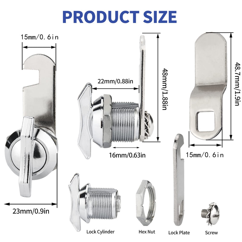 [Australia] - Thumb Operated Offset Cam Lock, 2-Pack 5/8 Inch Non-Locking Compartment Latch for Mounting in RV Compartment Door, Camper Storage Door, Cabinet Mailbox Drawer Keyless Replacement Lock 