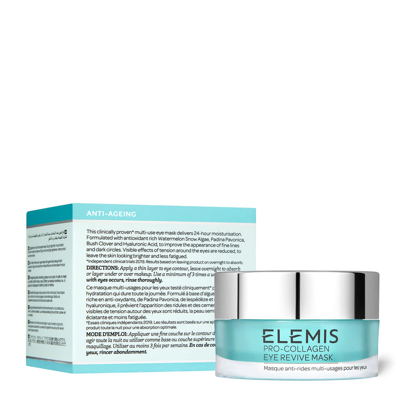[Australia] - Elemis Pro-Collagen Eye Revive Mask, 3-in-1 Anti-Wrinkle Eye Cream for Dark Circles, Refreshing Eye Gel to Brighten, Hydrate and Rejuvenate, Moisturising Under Eye Cream with Hyaluronic Acid, 15 ml 