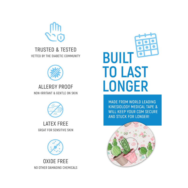 [Australia] - Rockadex - Freestyle Libre Sensor adhesives, Custom-Designed Freestyle Libre Patches, Diabetic Supplies Mix 10 Pack Cacti 