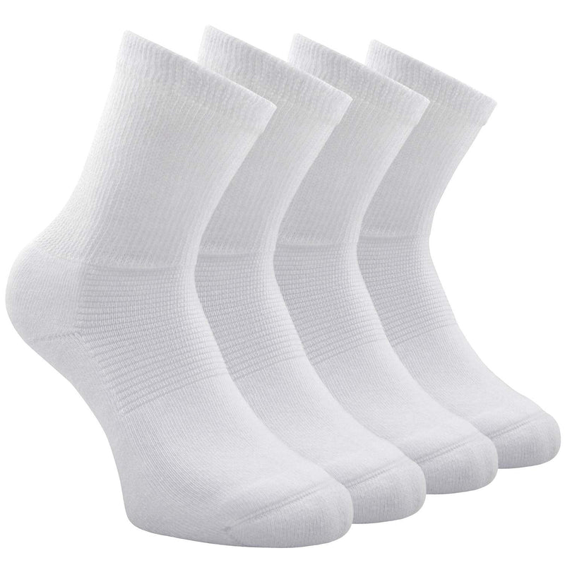 [Australia] - Busy Socks 4 Pack Non-binding Diabetic Socks for Men Women, Loose Top Crew Cotton Thick Cushion Socks 4 Pairs White Medium-Large 