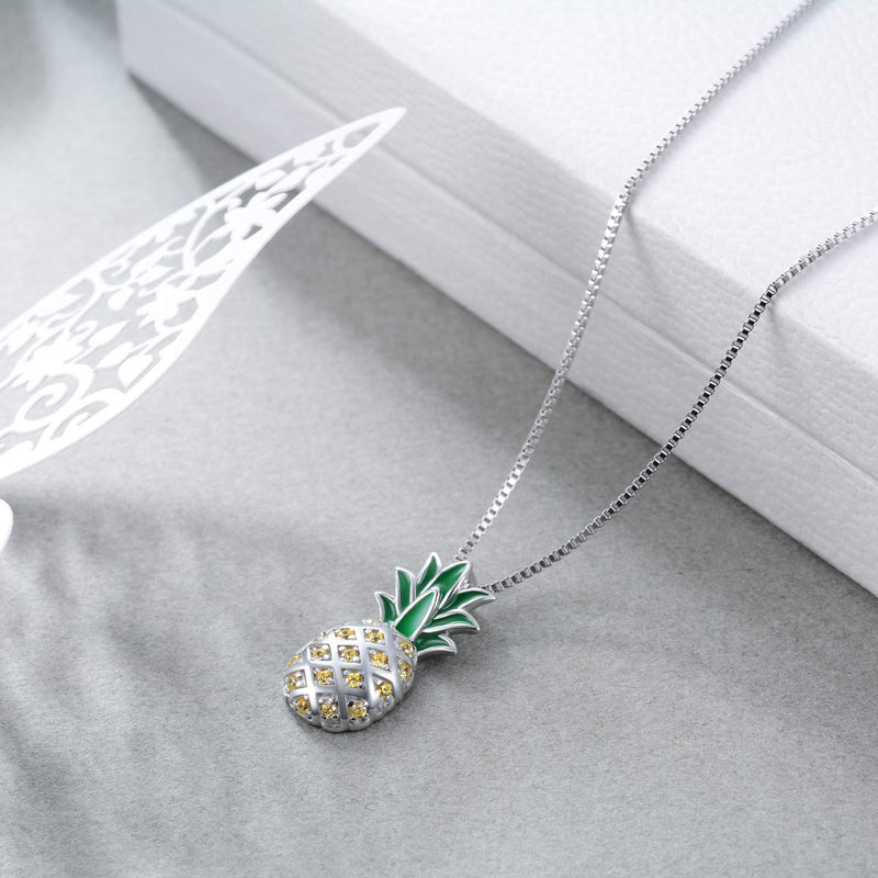 [Australia] - LUHE Pineapple Pendant Necklace,Pineapple Stud Earrings,Pineapple Threader Earrings,Sterling Silver Two-Tone Pineapple Jewelry Gift for Women Teens Girls B Pineapple necklace 