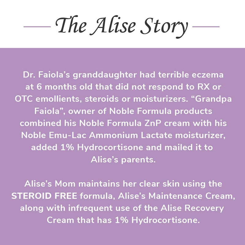 [Australia] - Noble Formula, Alise's Maintenance Cream, Steroid Free with 5% Ammonium Lactate, 0.125% Pyrithione Zinc (ZnP), Moisturizing Cream, 4 oz 
