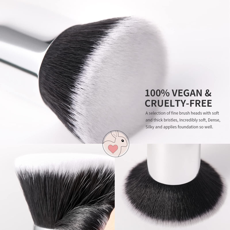 [Australia] - DUcare Foundation Kabuki Brush- Flat Top Big Makeup Brushes Perfect For Liquid Blending Tanning Cream or Flawless Powder Cosmetics - Buffing, Stippling, Concealer, Fake Tan Body Lotion(Black) Black Foundation Brush 