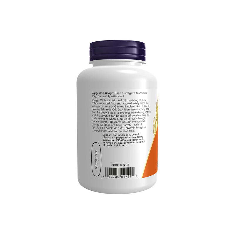 [Australia] - NOW Supplements, Borage Oil 1000 mg with 240mg of GLA (Gamma Linolenic Acid), 120 Softgels 120 Count (Pack of 1) 