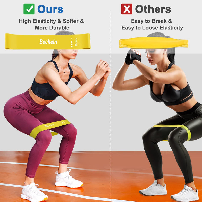 [Australia] - Becheln Resistance Band, Exercise elastic Bands for Yoga, Pilates, Fitness and Working Out, Set of 5 Stretch Bands with Carrying Bag Resistance Band Regular Color 5-Pack 