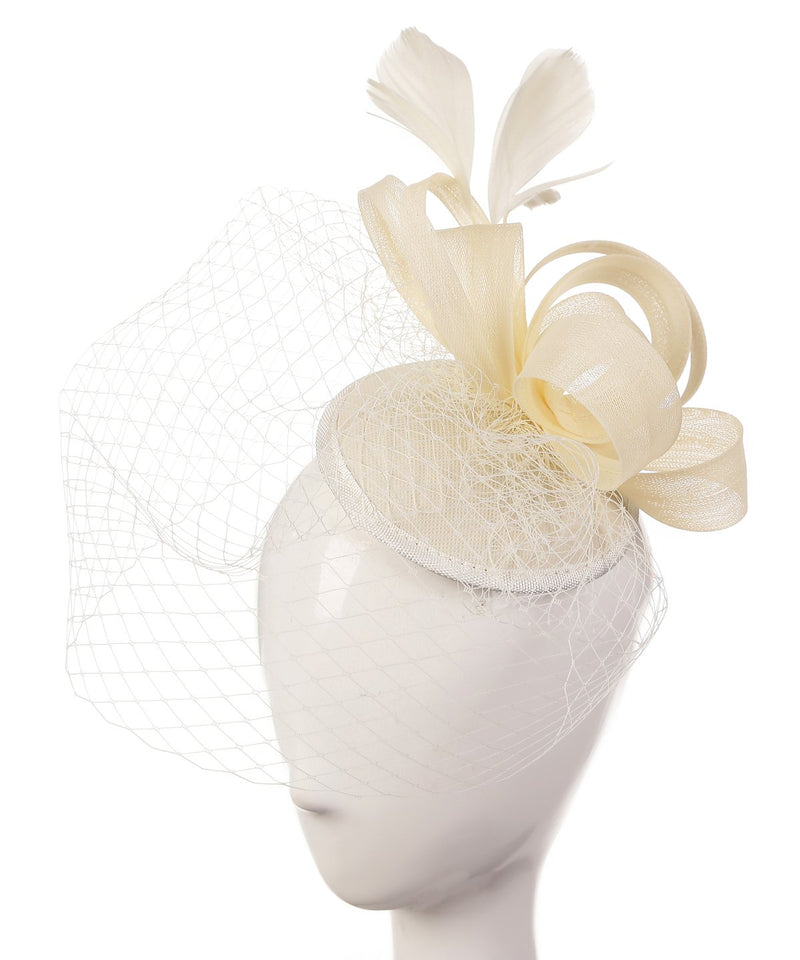 [Australia] - Abaowedding Feather Fascinator Cocktail Party Hair Clip Pillbox Hats A Ivory 
