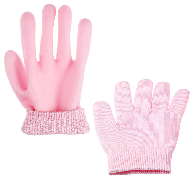 [Australia] - Soft Cotton Gel Moisturizing Spa Gloves and Socks for Cracked Dry Skin for Both Women and Men (Pink) 