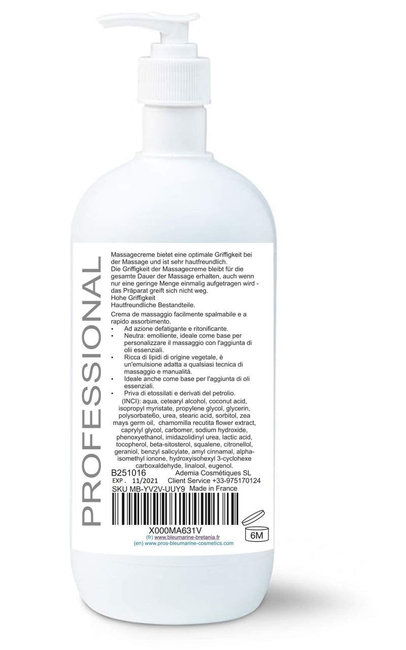 [Australia] - Professional Massage Vitamin E Moisturizing Cream 1000 ml - 35.19 fL.oz Unscented Massage Lotion Relax Sore Muscles & Repair Dry Skin, Lightweight, Non-Greasy 