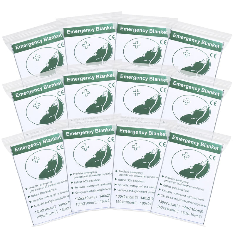[Australia] - WINKIM Emergency Blanket, Thermal Foil Blankets First Aid (Large-12-Pack) Space Survival Blanket for Camping Hiking (210x140cm) 