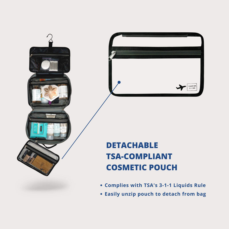 [Australia] - Hanging Toiletry Bag For Women and Men, Use As A Makeup Bag Organizer Or Travel Bag - Includes TSA Approved Detachable Cosmetic Kit And Large Waterproof Compartments For Full Sized Toiletries 