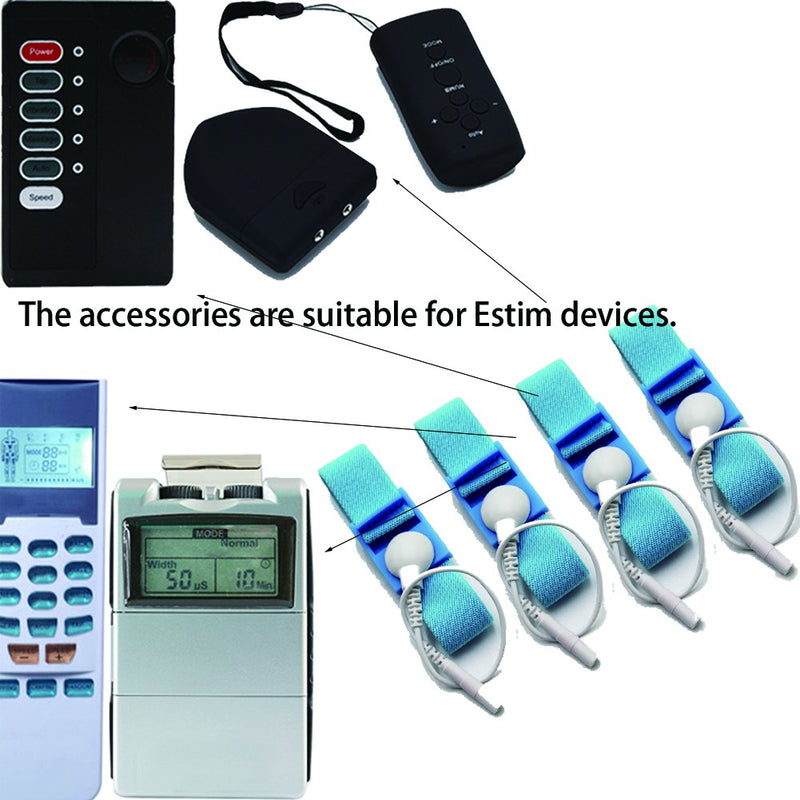 [Australia] - Adjustable Estim Wrist Strap Components 4pcs Blue Stim Loops 4pcs White Wires 