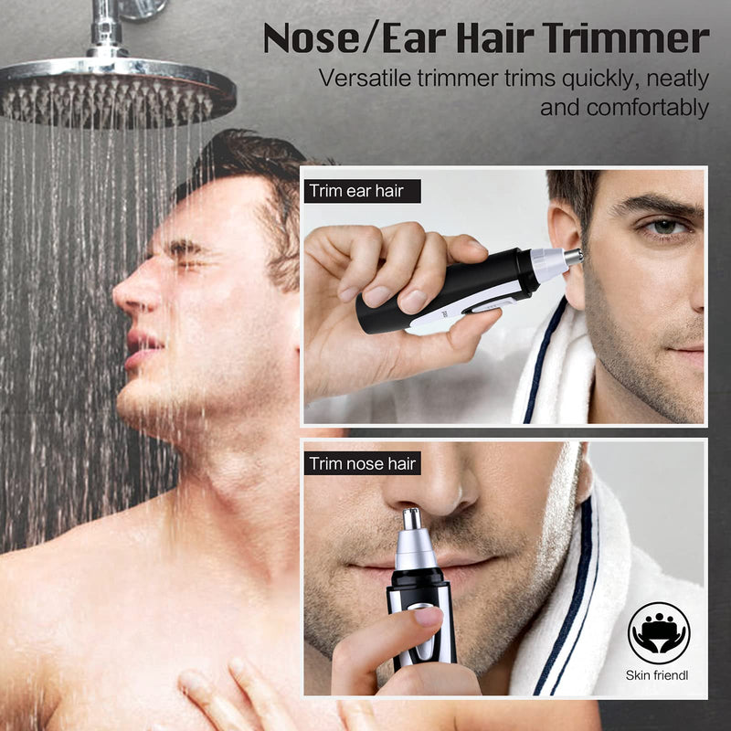 [Australia] - Ear and Nose Hair Trimmer Clipper - 2021 Professional Painless Eyebrow & Facial Hair Trimmer for Men Women, Battery-Operated Trimmer with IPX7 Waterproof, Dual Edge Blades for Easy Cleansing Black 