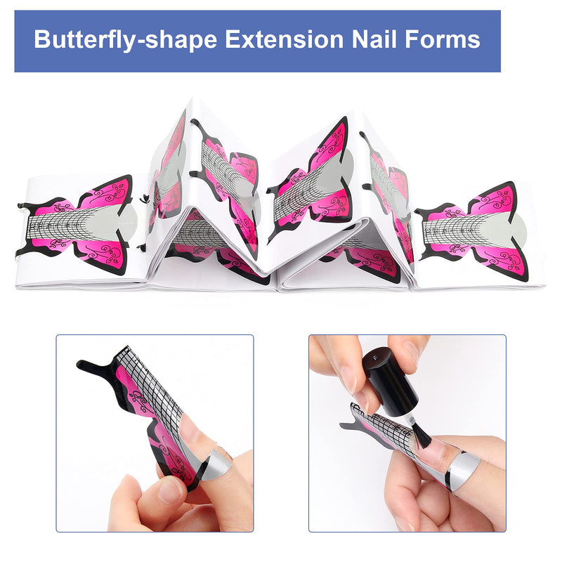 [Australia] - Ahier Nail Forms, 100PCS Acrylic Butterfly-Shape Self Adhesive Gel Nail Extension Nail Forms for DIY Tool UV Gel Forms Guide Stickers 