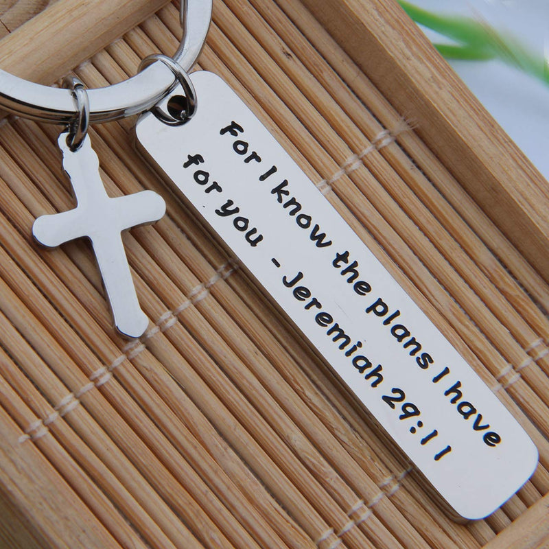 [Australia] - FEELMEM Religious Gifts Jeremiah 29:11 for I Know The Plans I Have for You Keychain Inspirational Christian Jewelry Quote silver 