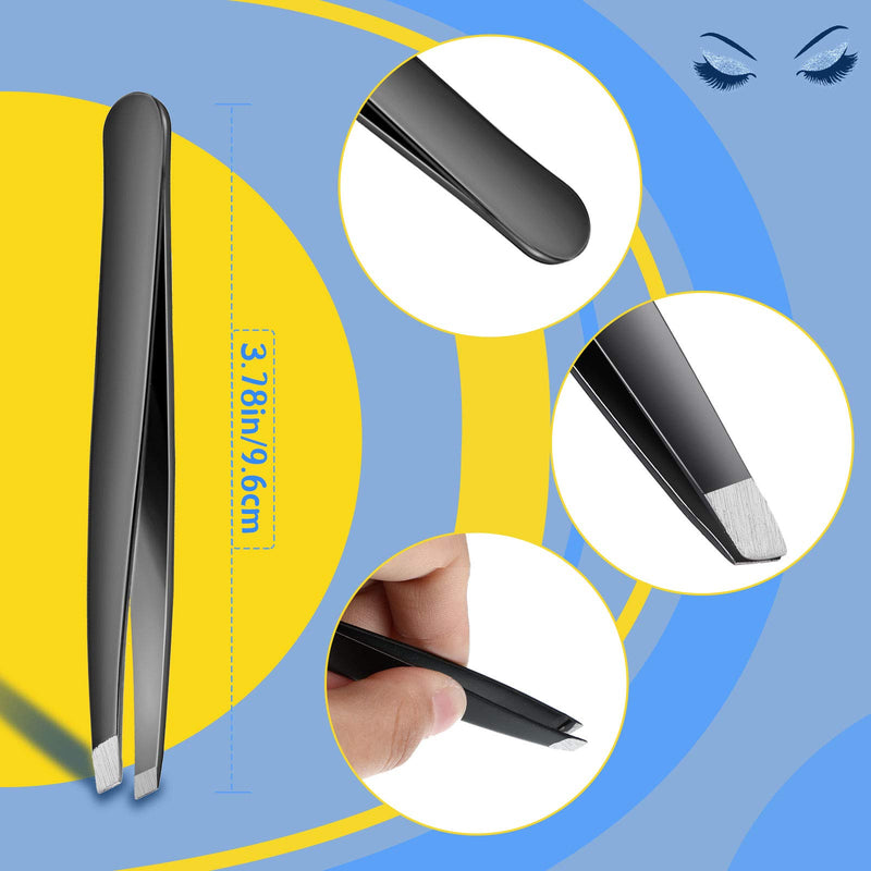 [Australia] - 24 Pieces Slanted Tweezers Set, Eyebrow Slanted Tip Tweezers Precision Stainless Steel Slanted Tips Tweezers for Eyebrows, Ingrown Hair, Facial Hair, Blackhead and Lash Extension for Men and Women 