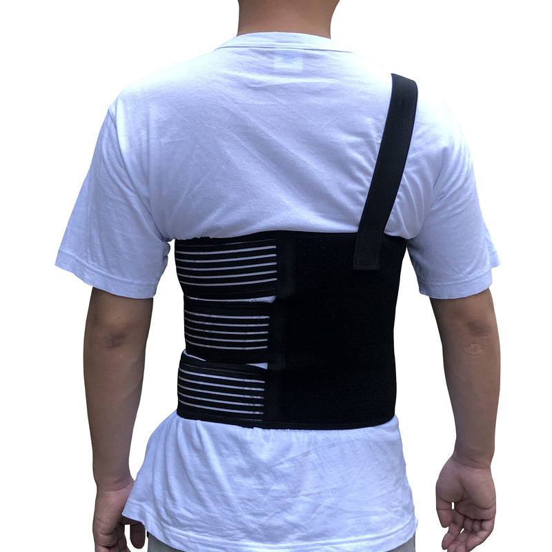 [Australia] - Rib Belt Chest Binder for Broken Injury Ribs, Elastic Rib Brace Compression Support to Reduce Rib Cage Pain, Breathable Chest Protector Wrap for Cracked, Fractured, Dislocated and Post-Surgery Ribs (L (33" to 43")) L (33" to 43") 