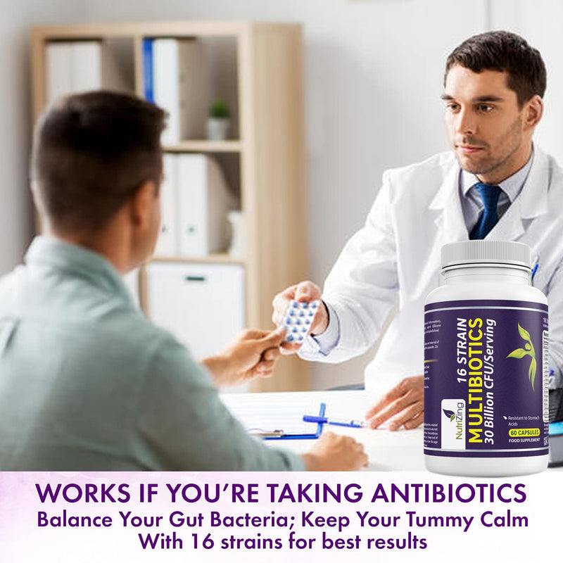 [Australia] - BioCultures Complex - 16 Live Strains with 30 Billion CFU/Serving Source Powder - Vegan Time Release Capsules. with Lactobacillus Acidophilus and Bifidobacterium - Made in UK by Nutrizing 