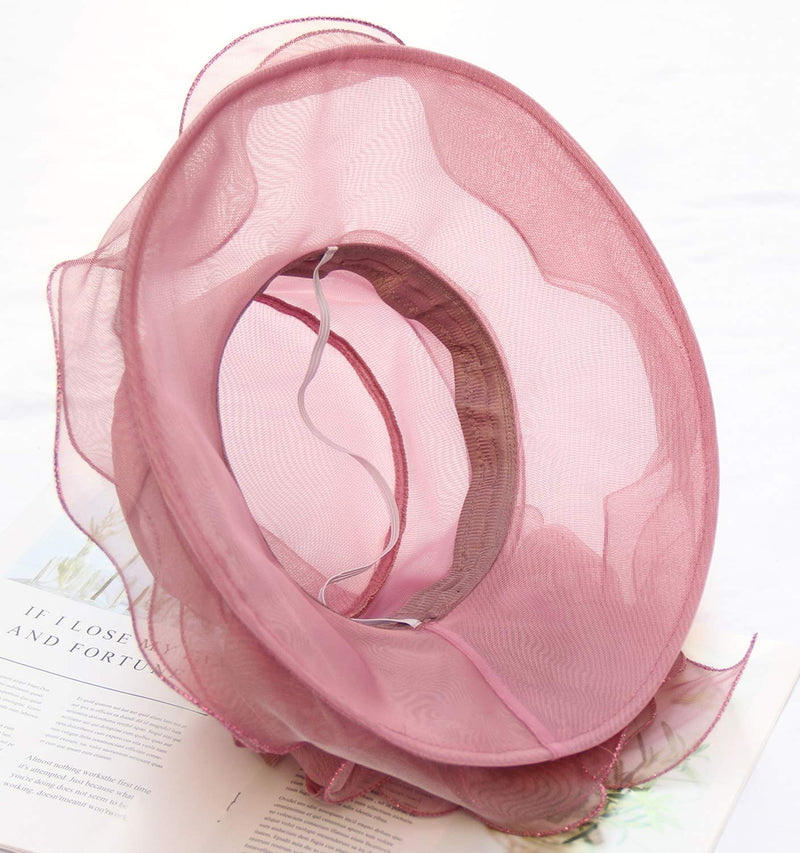 [Australia] - ORIDOOR Women’s Organza Church Kentucky Derby Tea Party Wedding Fascinator Hat UV-Anti Wide Brim Sun Hats C Light Purple One Size 