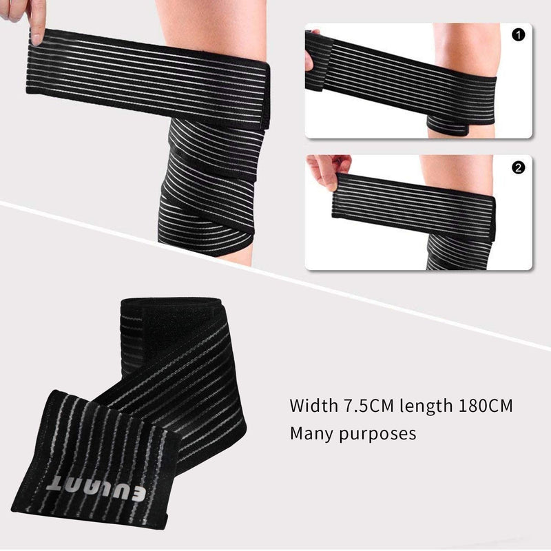 [Australia] - ONTYZZ Knee Bandage Elbow Support Calf 1 Pair High Elastic Thigh Compression Wrap Wrist Bandage Ankle Brace for Sport Gym Running Squat Workout Black/180cm 