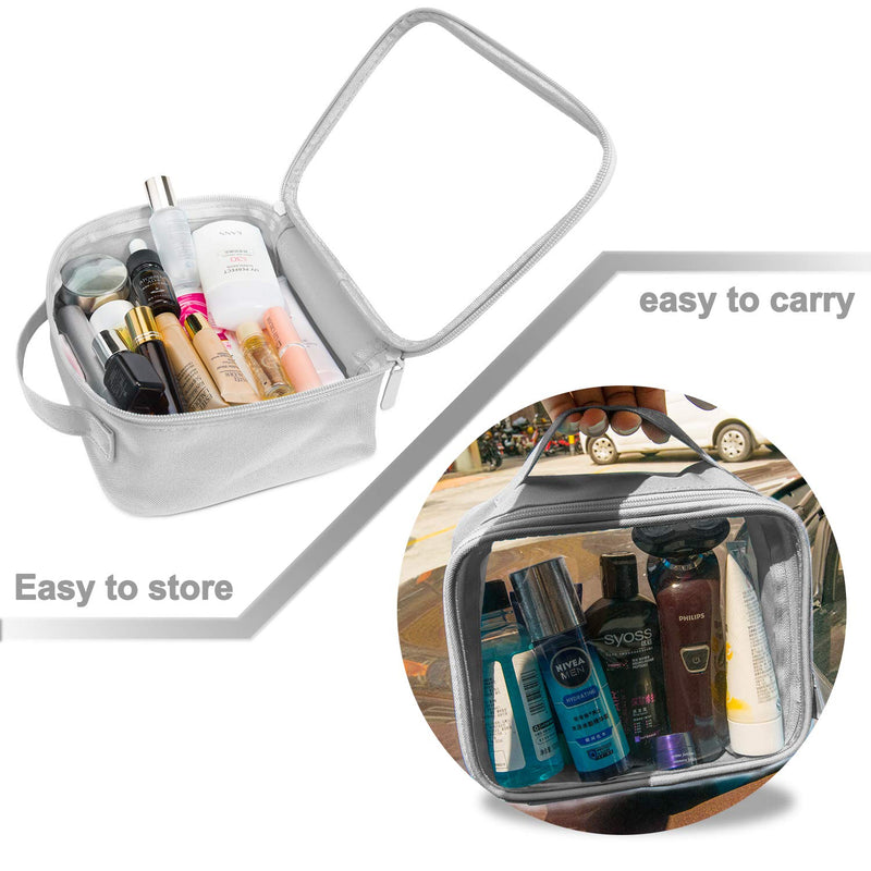 [Australia] - Clear Makeup Bag, Anrui TSA Approved Clear Toiletry bag Waterproof Cosmetic Bag Case Travel Liquids Organizer Carry On Luggage for Women Men Grey 3 Pack (Same Size) 2 - grey 