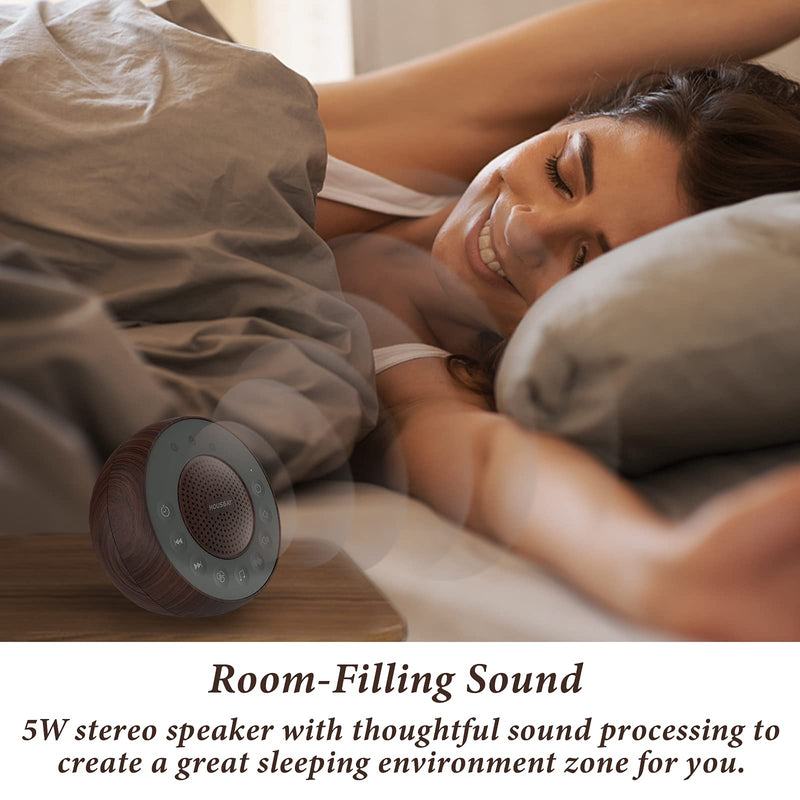 [Australia] - Housbay White Noise Machine with 31 High Fidelity Soothing Sounds, 5W High Power Loud Enough Speaker, Easy Volume Control, Sleep Timer, Sound Machine for Baby, Kids, Adults, Light Sleeper -Wood Grain B-Dark Brown Wooden 