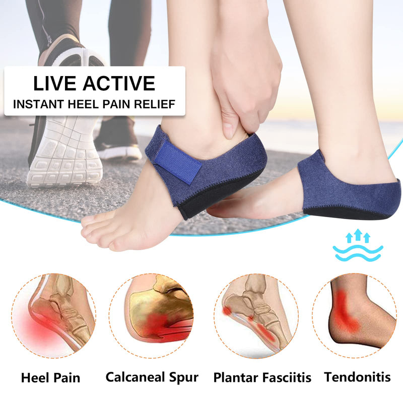 [Australia] - Heel Protectors, Heel Cups, Heel Sleeve, Support for Heel Pain, Plantar Fasciitis, Achilles Tendinitis, Blisters, Cracked Heels, Gel Heel Cushion Pads for Men & Women Blue 